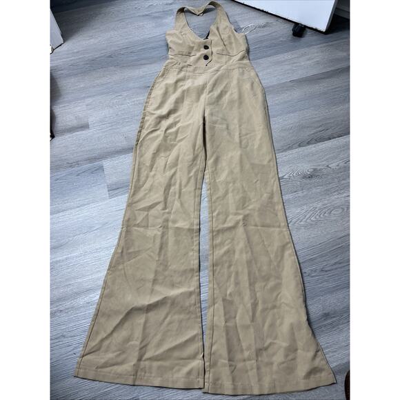 PrettyLittleThing Taupe Halterneck Vest Jumpsuit Size 4 - Picture 5 of 8